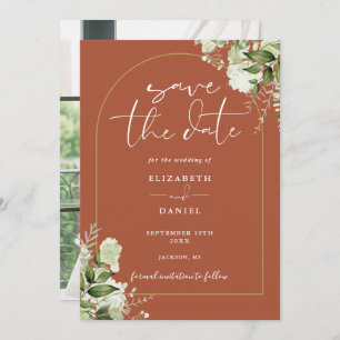 Save The Date Terracotta Greenery Gold Arch Mariage photo