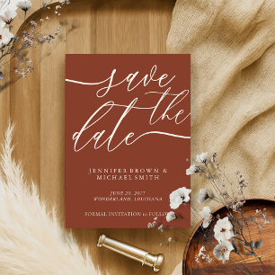 Save The Date Terracotta Ivory Mariage Personnalisé Photos Calli
