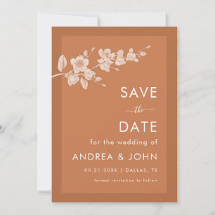 Save The Date Terracotta Magnolia Branche Bloom Rustique Minimal