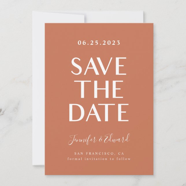 Save The Date Terracotta Mariage Moderne Enregistrer La Date (Devant)