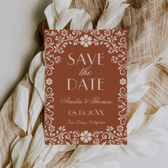 Save The Date Terracotta Mexican Wedding  (Créateur téléchargé)