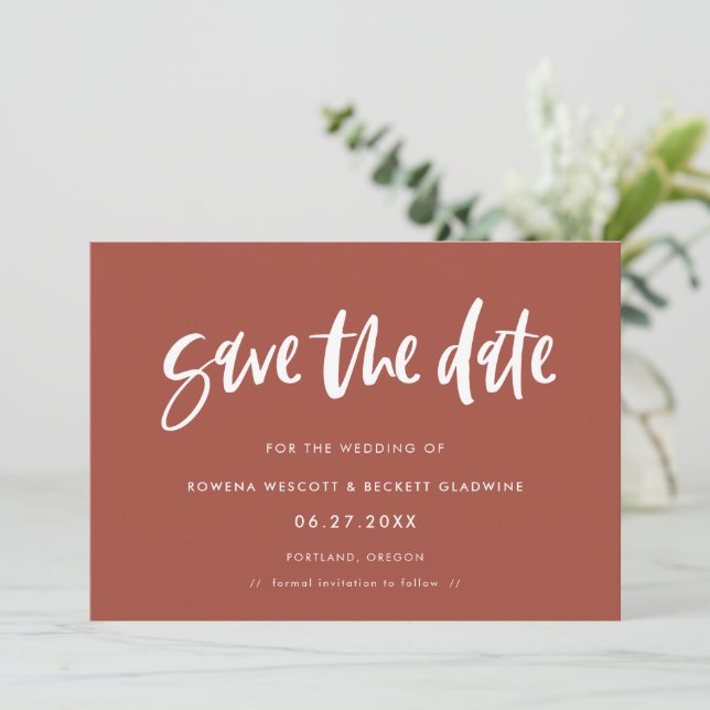 Save The Date Terracotta Moderne (Debout devant)