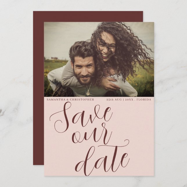 Save The Date Terracotta moderne Économisez Notre Date Mariage (Devant / Derrière)