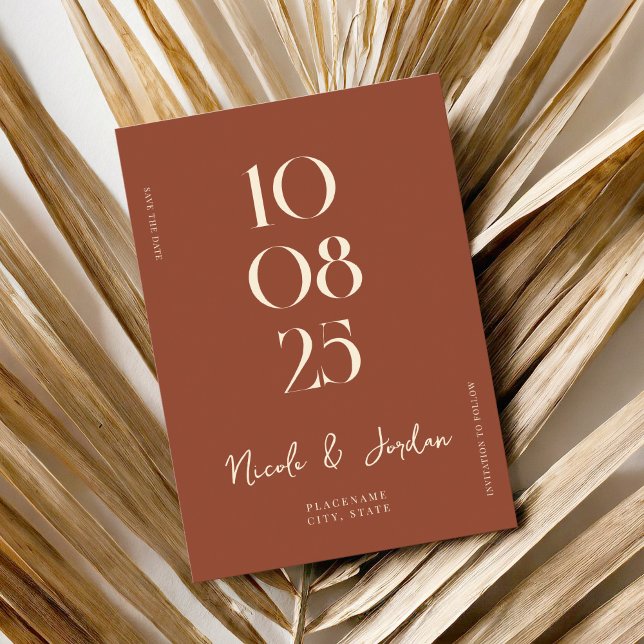 Save The Date Terracotta moderne Mariage simple et chic (Créateur téléchargé)