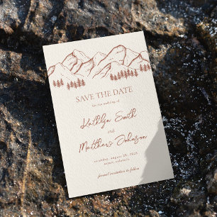 Save The Date Terracotta Mountain Pine Tree Mariage extérieur