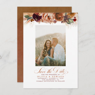 Save The Date Terracotta Pampas Grass Enregistrer La Date Photo