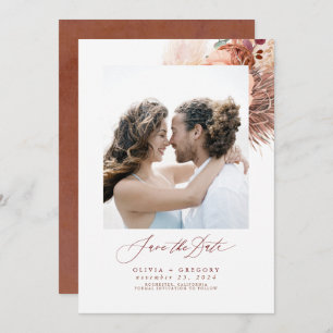 Save The Date Terracotta Pampas Grass Enregistrer La Date Photo