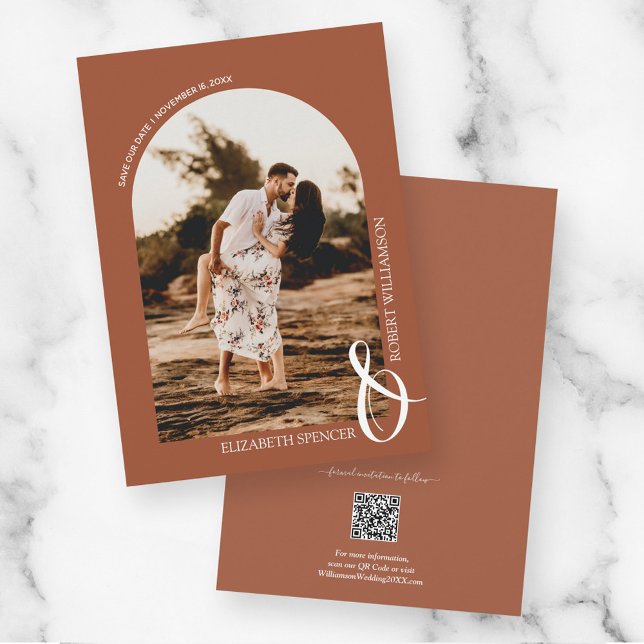 Save The Date Terracotta QR Code Mariage Photo Enregistrer la da (Créateur téléchargé)