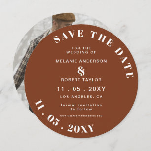 Save The Date Terracotta Rustic Burning Orange Boho Photo Enregi
