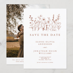 Save The Date Terracotta Rustic Floral Fall Fleur sauvage Photo