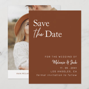 Save The Date Terracotta Simple Calligraphie Photo Enregistrer L
