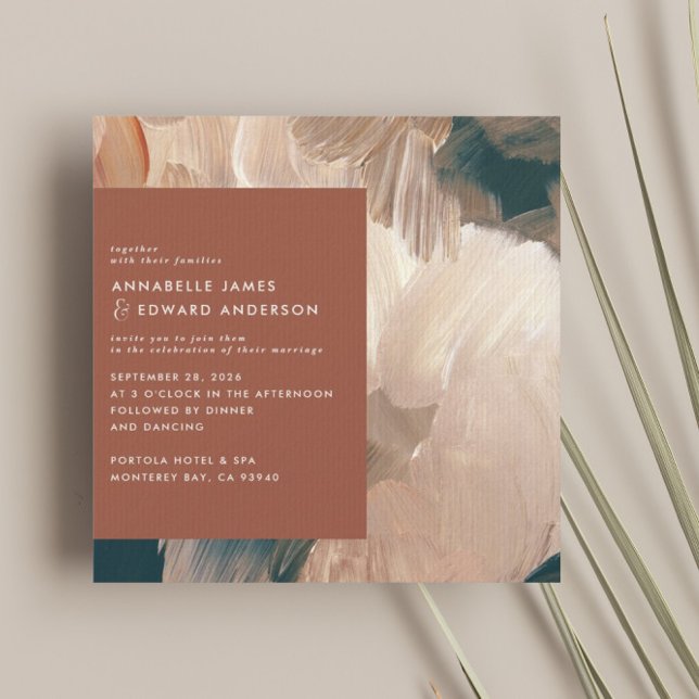 Save The Date Terracotta turquoise peint moderne design mariage (Créateur téléchargé)