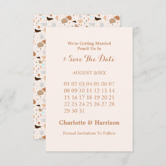 Save The Date Terrazzo Abstrait Mariage de Terre moderne