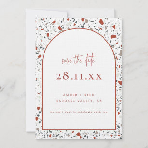 Save The Date Terrazzo Brûlé Orange Rouille Terracotte Moderne A