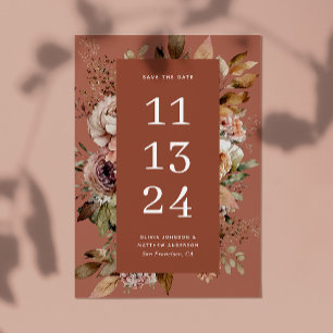 Save The Date Terre cuite Rose Clay Automne   Fleur de Bois de R
