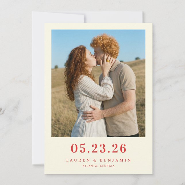 Save The Date Terre Romantique Rouge Photo (Devant)