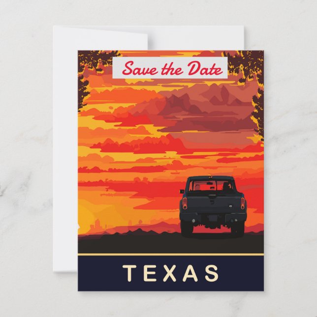 Save The Date Texas, Camionnette roulant sur Sunset, (Devant)