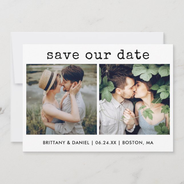 Save The Date Texte de la machine à écrire moderne à la mode Not (Devant)