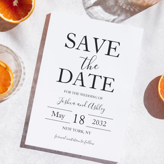 Save The Date Texte de script Noir et blanc Mariage élégant (Script Text Black and White Elegant Wedding Save The Date
)
