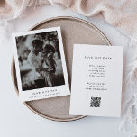 Save The Date Texte et photo simple et élégant | Code QR Mariage<br><div class="desc">Ces mariages minimalistes et élégants sauvegardent les cartes de date disposent de texte noir moderne sur un arrière - plan blanc propre,  avec votre photo personnelle. Un look simple et élégant. Vous pouvez ajouter votre code QR scannable à l'arrière afin que les clients puissent facilement visiter votre site mariage.</div>