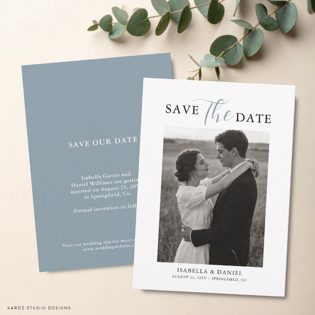 Save The Date Texte Simple Élégant Photo Mariage (The front and back are shown in a 4.5 x 6.25-inch. Choose size, paper, + corner style.)