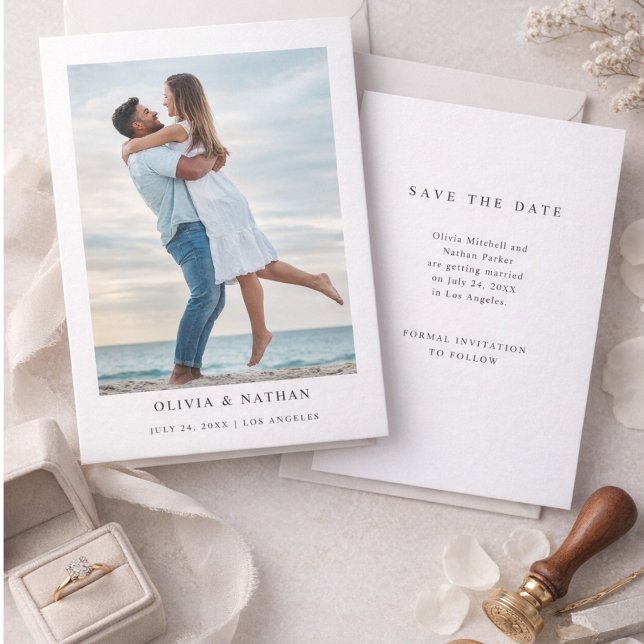 Save The Date Texte simple et élégant et photo | Mariage (Créateur téléchargé)
