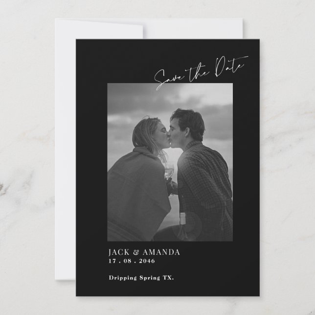 Save The Date Texte simple et photo Mariage enregistrer la date (Devant)