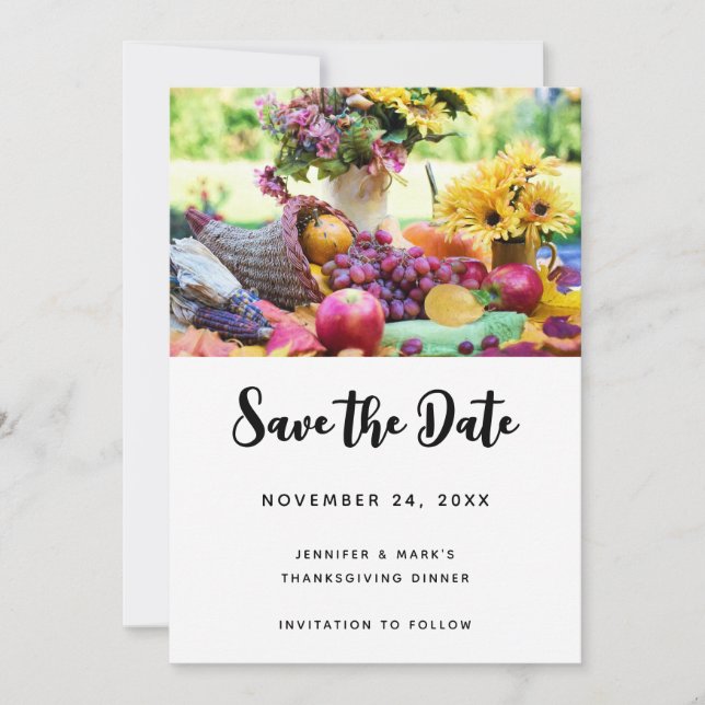 Save The Date Thanksgiving Holiday Autumn Harvest Table (Devant)