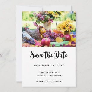 Save The Date Thanksgiving Holiday Autumn Harvest Table