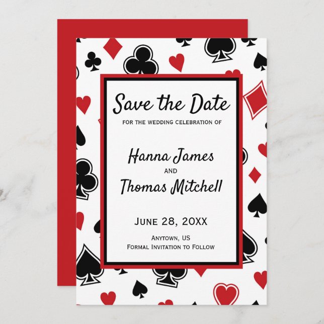 Save The Date Thème Casino Las Vegas Mariage Enregistrer la date (Devant / Derrière)