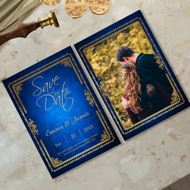 Save The Date Thème de couverture de livre de conte de fées bleu (Créateur téléchargé)
