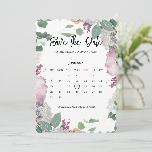 Save The Date Thème de mariage floral (Debout devant)