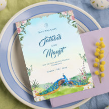 Thème de mariage floral élégant bleu paon