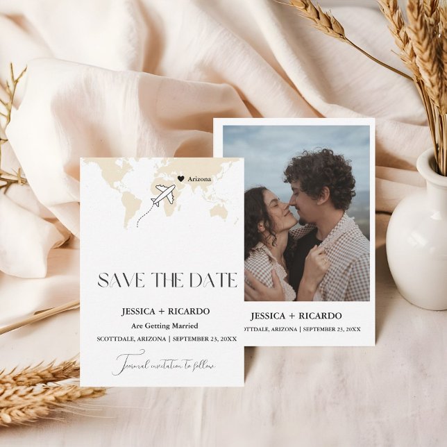 Save The Date Thème de voyage de mariage Enregistrez la date (Créateur téléchargé)
