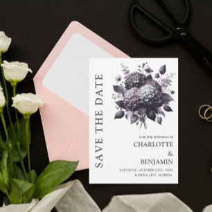 Save The Date Thème gothique Hydrangea Fleurs de mariage