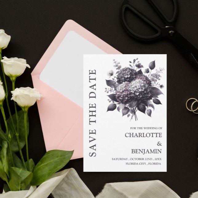 Save The Date Thème gothique Hydrangea Floral Mariage (Créateur téléchargé)