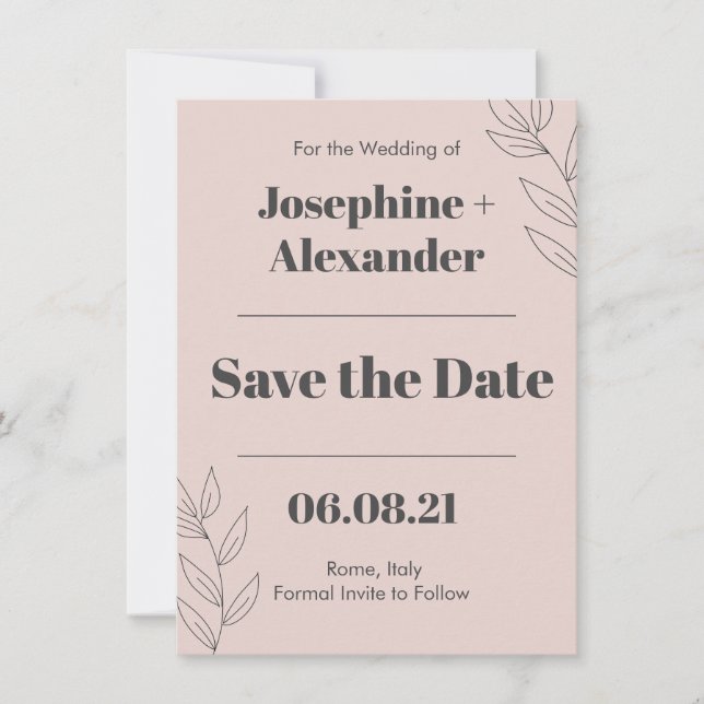 Save The Date Thème Moderne Minimaliste (Devant)