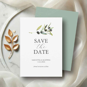 Save The Date Thème Olive Non Photo Mariage Économisez La Date
