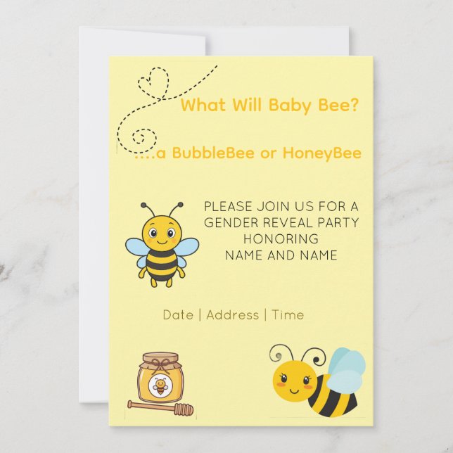 Save The Date Thème Révélation du Sexe Abeille (Devant)