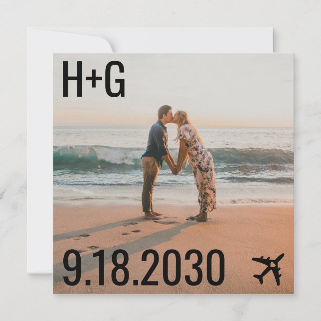 Save The Date Thème Voyage Plage Destination Mariage Photo (Devant)