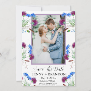 Save The Date Thistle écossais élégant moderne photo florale
