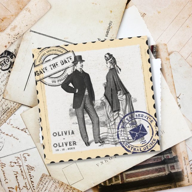 Save The Date Timbre de mariage rétro vintage  (Créateur téléchargé)