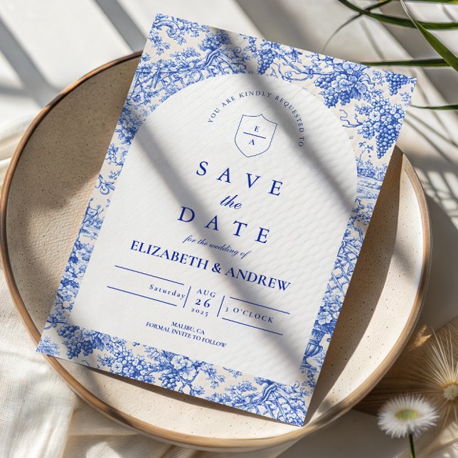 Save The Date Timeless Blue White Porcelain Wedding (Créateur téléchargé)