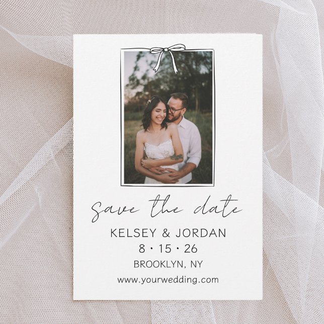 Save The Date Timeless Simple Moderne Bow manuscrit Whimsical (Créateur téléchargé)