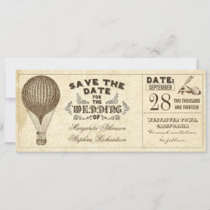 Save The Date tipographie vintage de la montgolfière sauvez la d