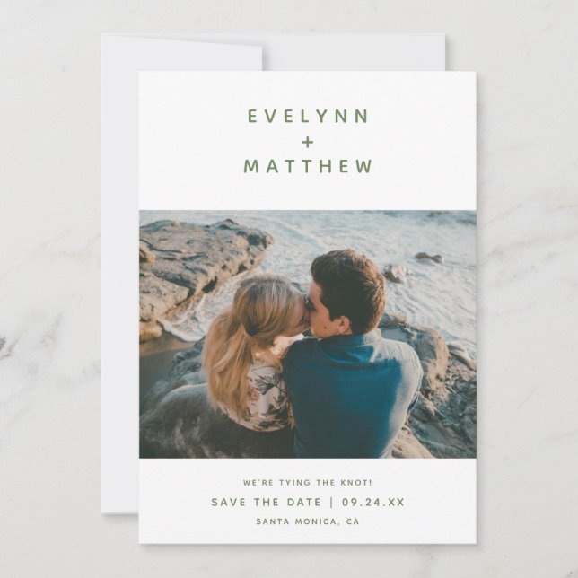 Save The Date Toi, plus moi | Noms modernes simples | Sage (Devant)