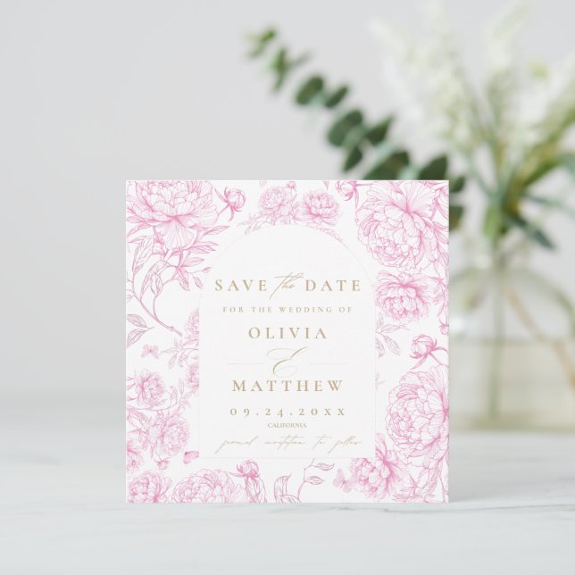 Save The Date Toile De Jouy Mariage Français (Debout devant)