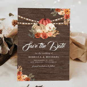 Save The Date Tombez amoureux Citrouille Terracotta Grange Bois