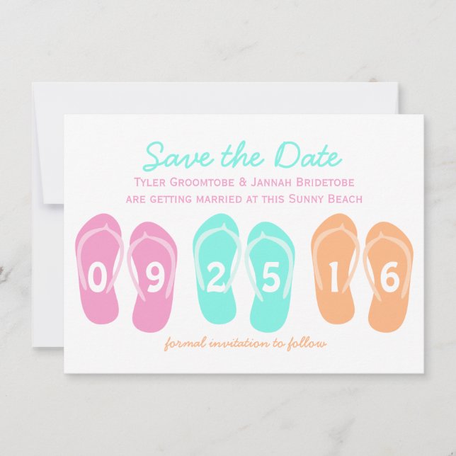 Save The Date Tongs de plage Enregistrez la date (Devant)