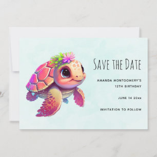 Save The Date Tortue de mer rose Whimsical & mignon